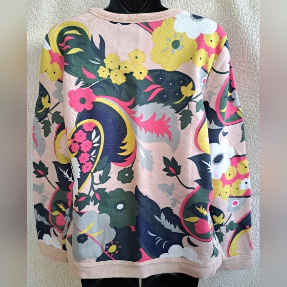 Women's Talbots Pink and Green Floral Abstract Design Pullover Sweater - Picture 7 of 10